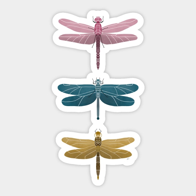 Dragonflies Pattern - Retro Palette Sticker by monitdesign
